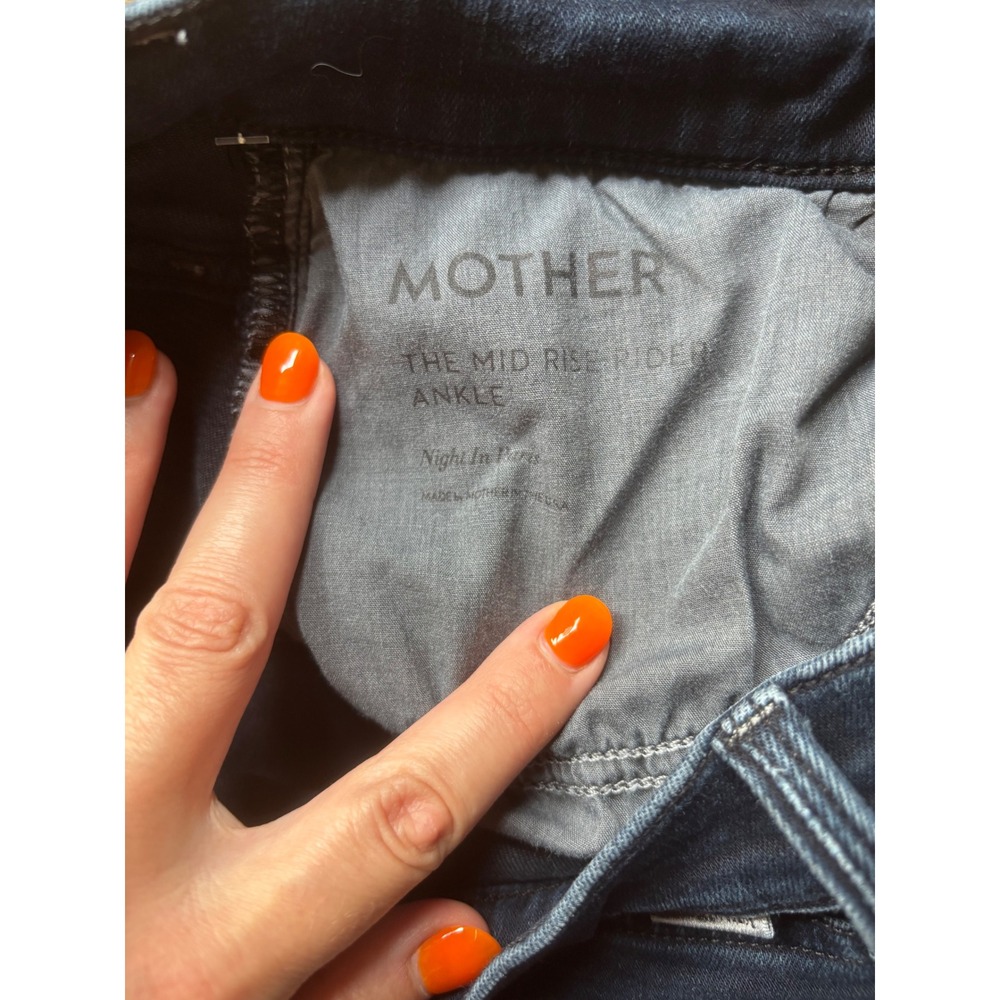 Mother Denim The Mid Rise Rider Ankle Jeans Night In Paris Dark Wash 29 - Picture 10 of 11